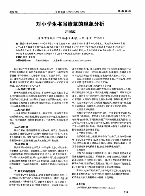 对小学生书写潦草的现象分析