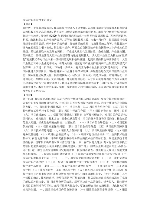 服装行业可行性报告范文