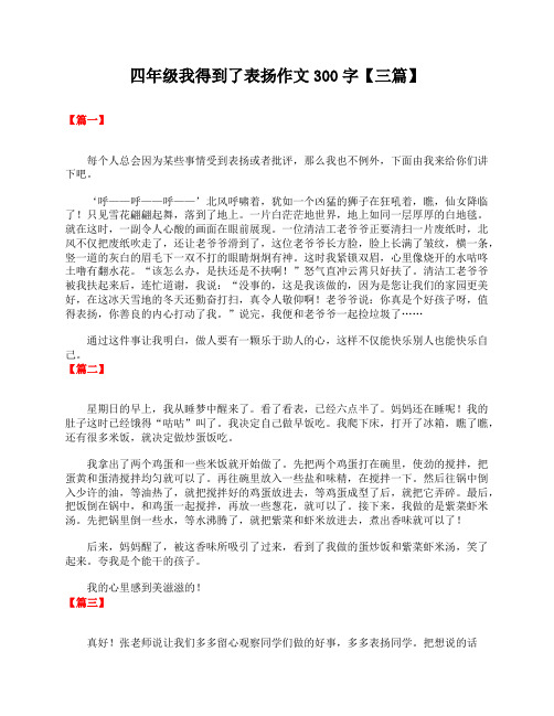 四年级我得到了表扬作文300字【三篇】