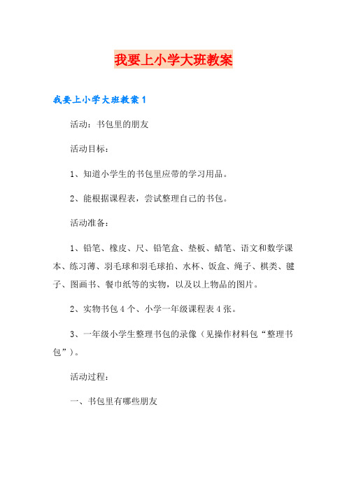 我要上小学大班教案