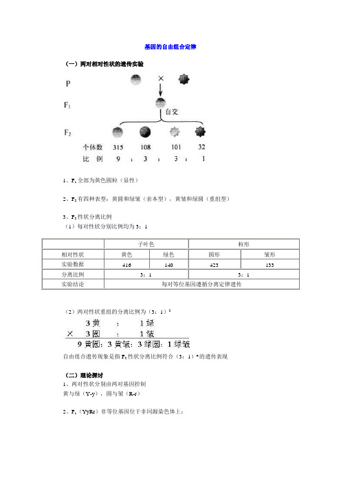 基因的自由组合定律