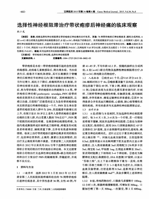选择性神经根阻滞治疗带状疱疹后神经痛的临床观察