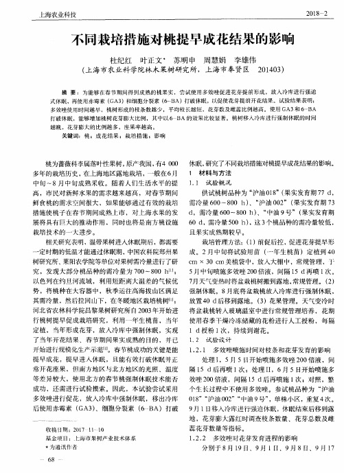 不同栽培措施对桃提早成花结果的影响
