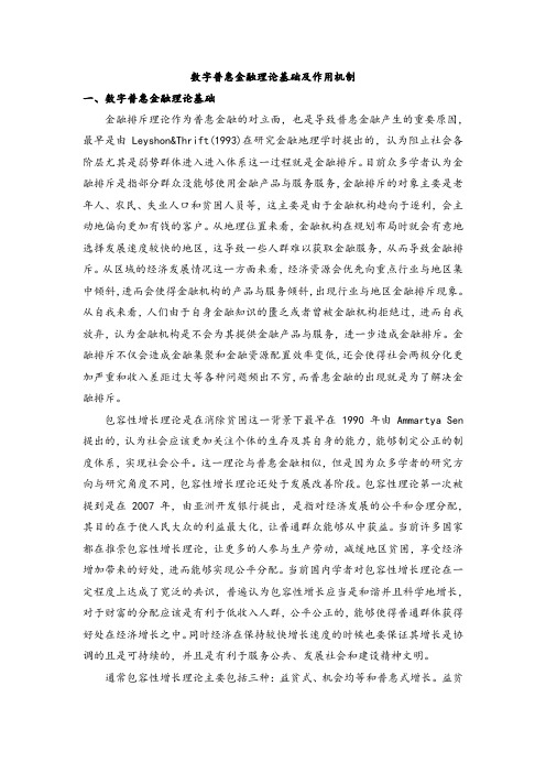 数字普惠金融理论基础及作用机制