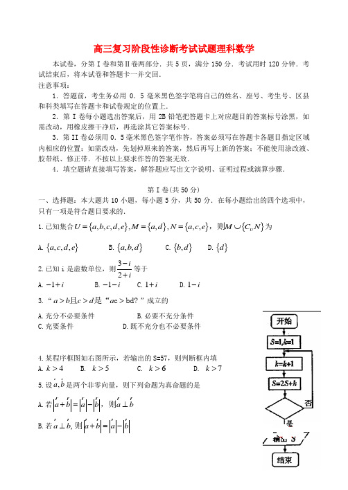 山东省淄博市高三数学复习阶段性诊断考试 理(淄博二模)