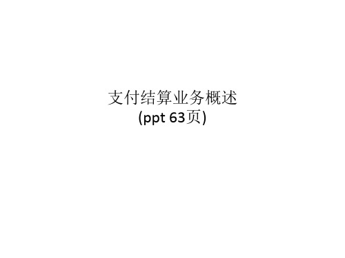 支付结算业务概述 (ppt 63页)