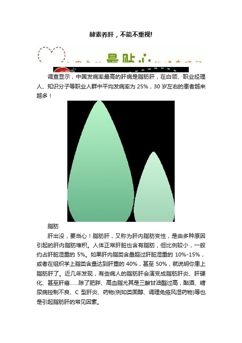 酵素养肝，不能不重视!