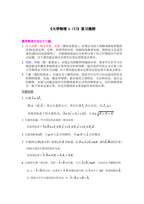 大学物理AI复习提纲