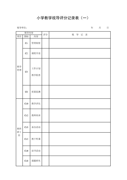 小学教学视导评分记录表