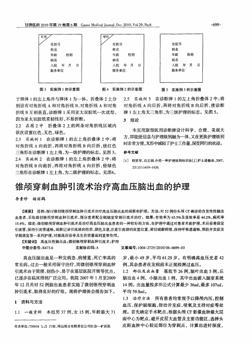 锥颅穿刺血肿引流术治疗高血压脑出血的护理