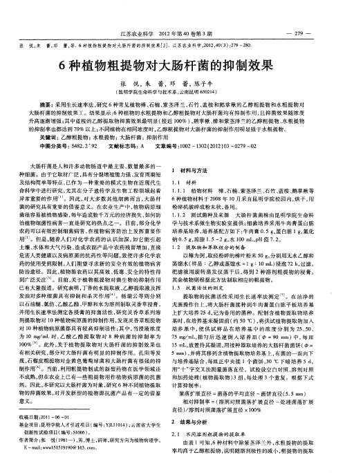 6种植物粗提物对大肠杆菌的抑制效果