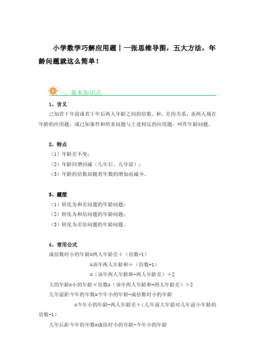 小学数学年龄问题：一张思维导图,五大方法,年龄问题就这么简单!