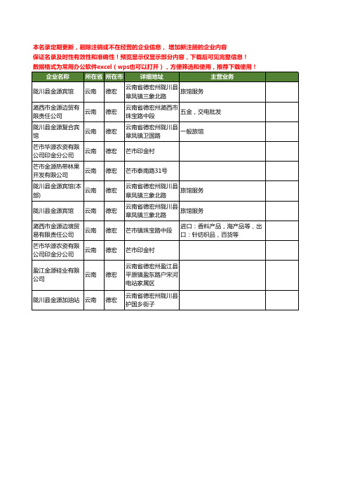 新版云南省德宏金源工商企业公司商家名录名单联系方式大全11家