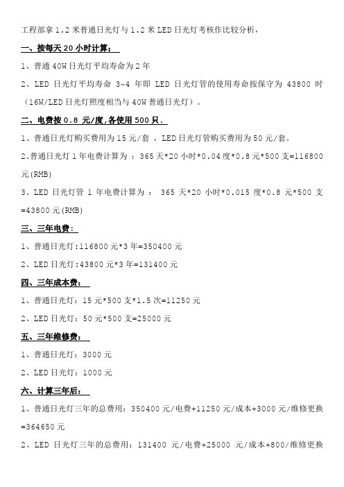 1.2米普通日光灯与1.2米LED日光灯
