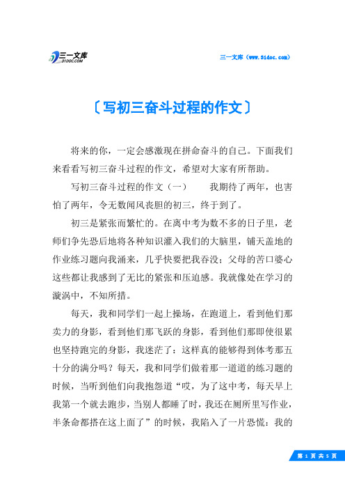 写初三奋斗过程的作文