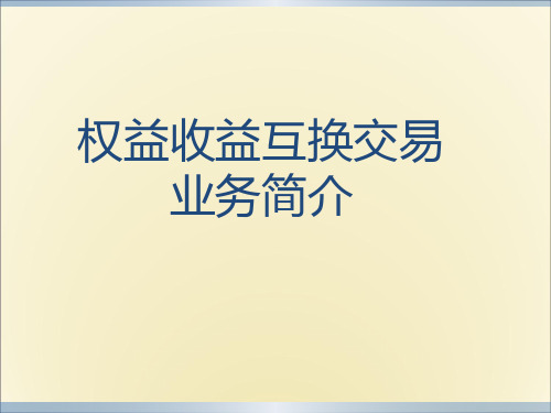 权益类收益权互换交易讲义解析