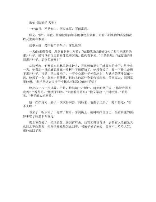 一叶障目四字成语故事