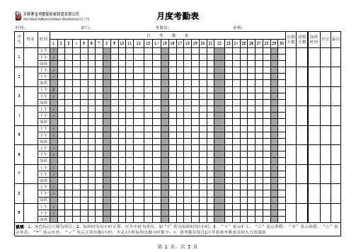 2014年考勤表