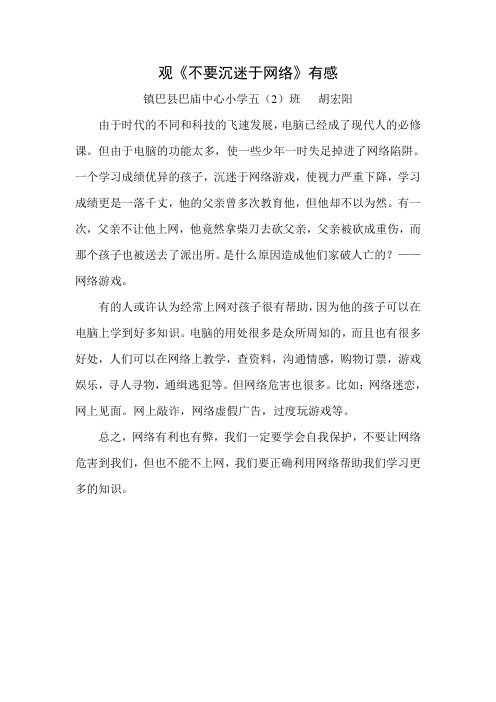 观《不要沉迷于网络》有感