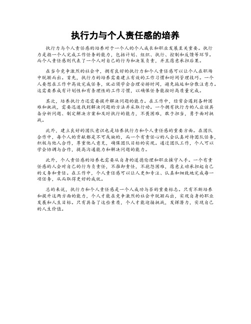 执行力与个人责任感的培养