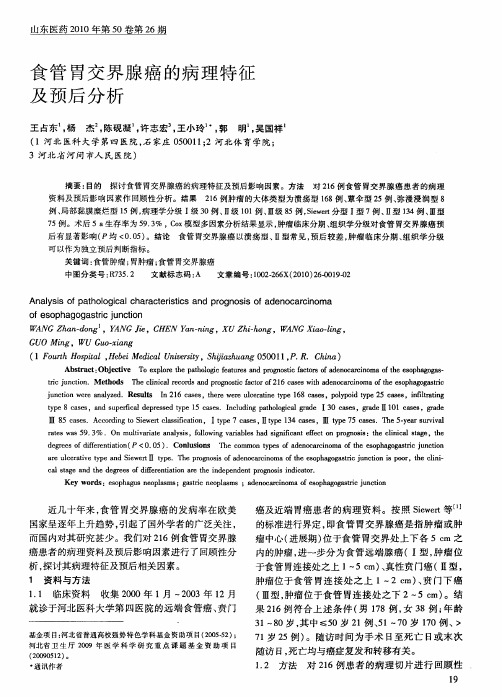 食管胃交界腺癌的病理特征及预后分析