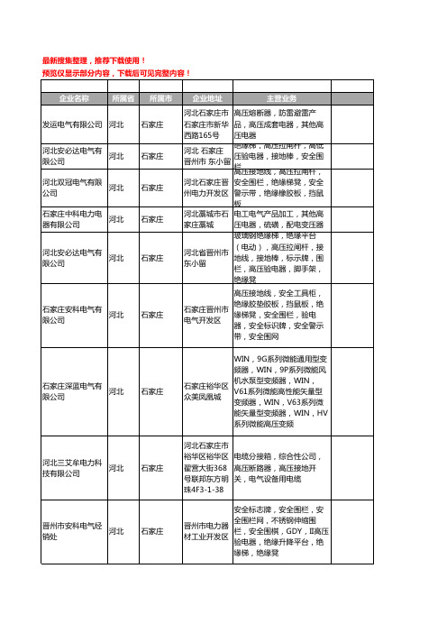 新版河北省石家庄高压电气工商企业公司商家名录名单联系方式大全70家