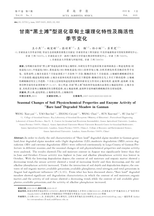 甘南“黑土滩”型退化草甸土壤理化特性及酶活性季节变化