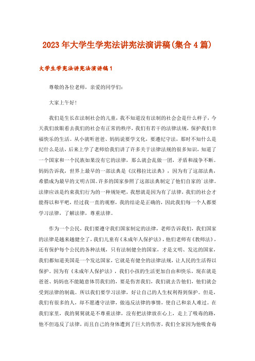 2023年大学生学宪法讲宪法演讲稿(集合4篇)_1