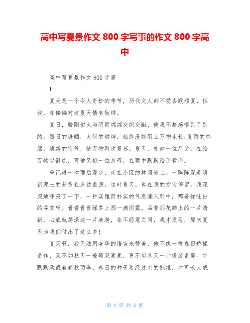 高中写夏景作文800字写事的作文800字高中
