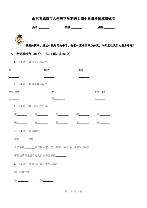 山东省威海市六年级下学期语文期中质量检测模拟试卷