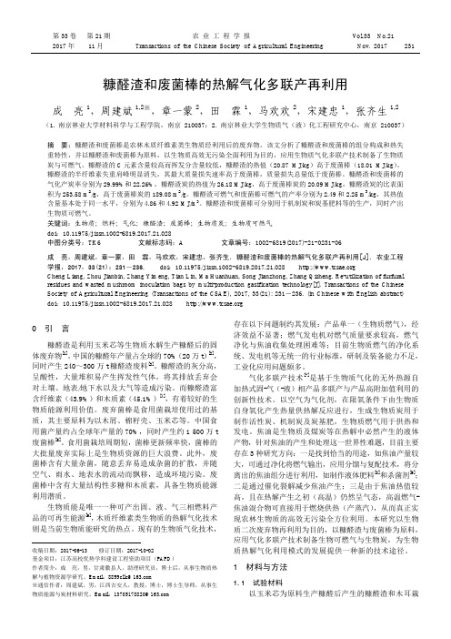 糠醛渣和废菌棒的热解气化多联产再利用