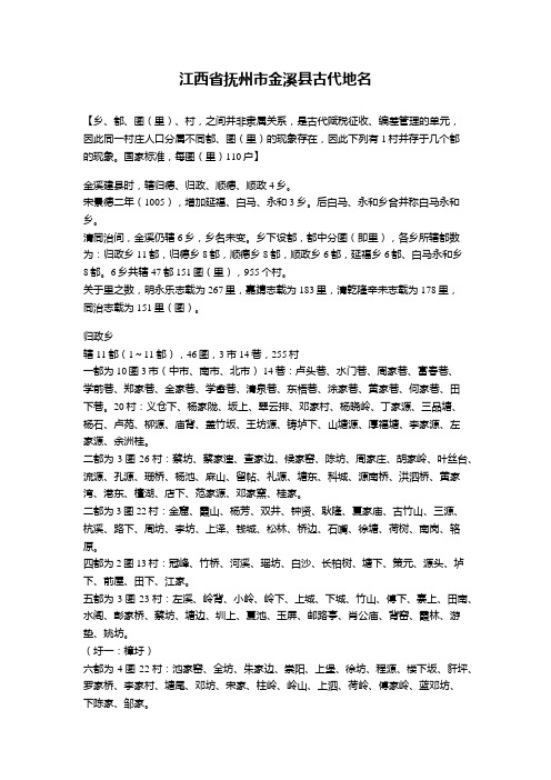 江西省抚州市金溪县古代地名