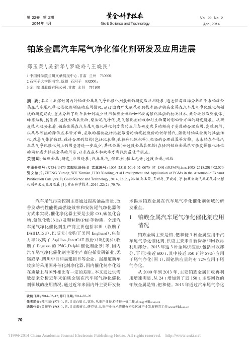 铂族金属汽车尾气净化催化剂研发及应用进展_郑玉荣