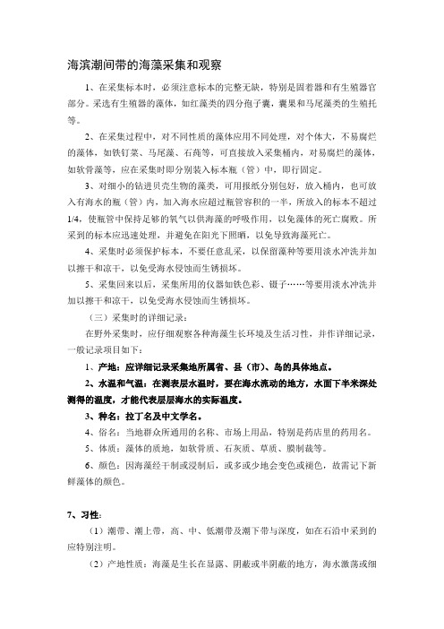海藻和淡水藻的采集和观察