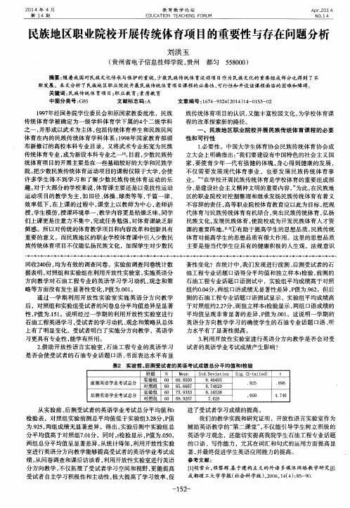 民族地区职业院校开展传统体育项目的重要性与存在问题分析