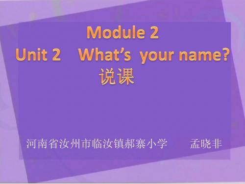 What's your name说课课件