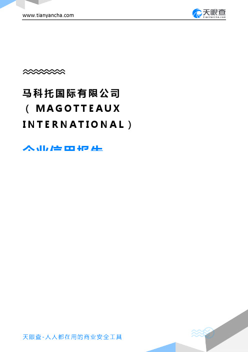 马科托国际有限公司(MAGOTTEAUX INTERNATIONAL)企业信用报告-天眼查