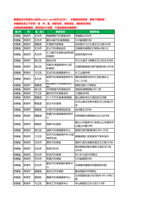 2020新版安徽省芜湖市汽车装潢工商企业公司商家名录名单联系电话号码地址大全278家