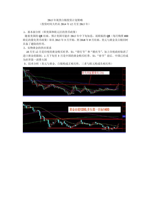 2015年现货白银投资计划策略