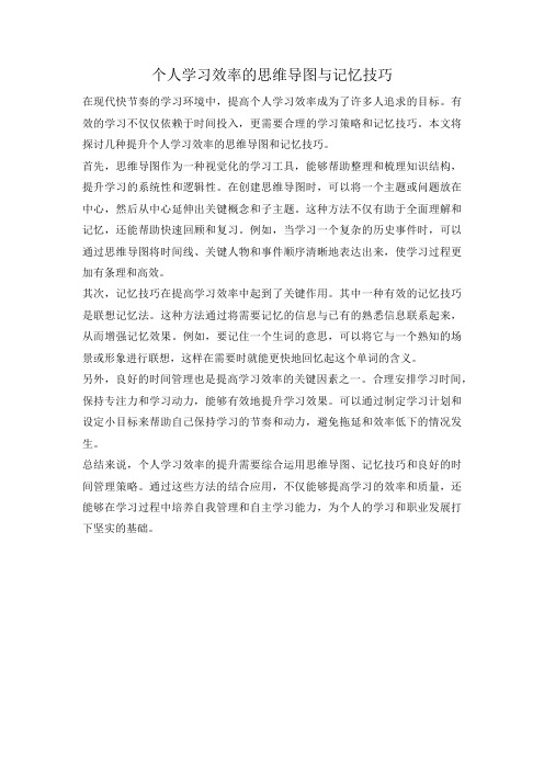 个人学习效率的思维导图与记忆技巧