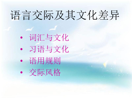 跨文化交际：语言交际及其文化差异