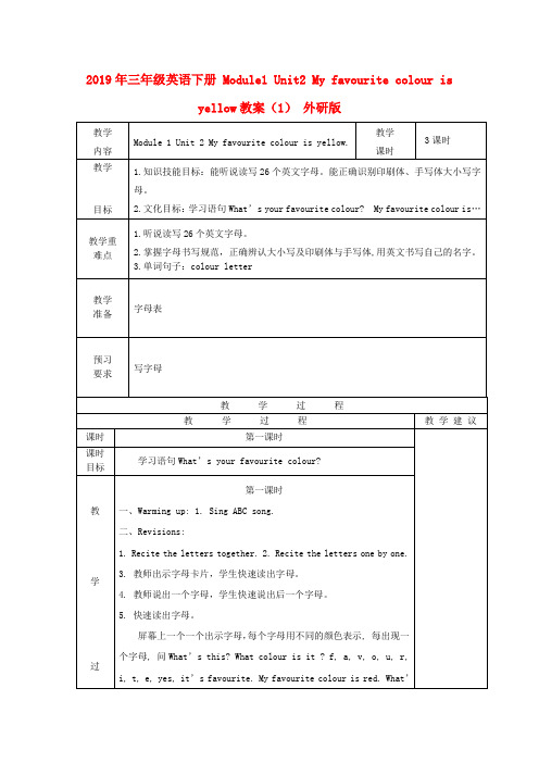 (小学教育)2019年三年级英语下册 Module1 Unit2 My favourite colo