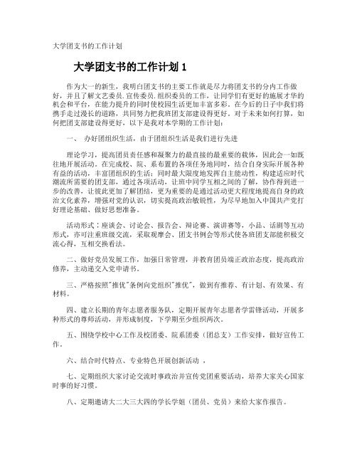 大学团支书的工作计划