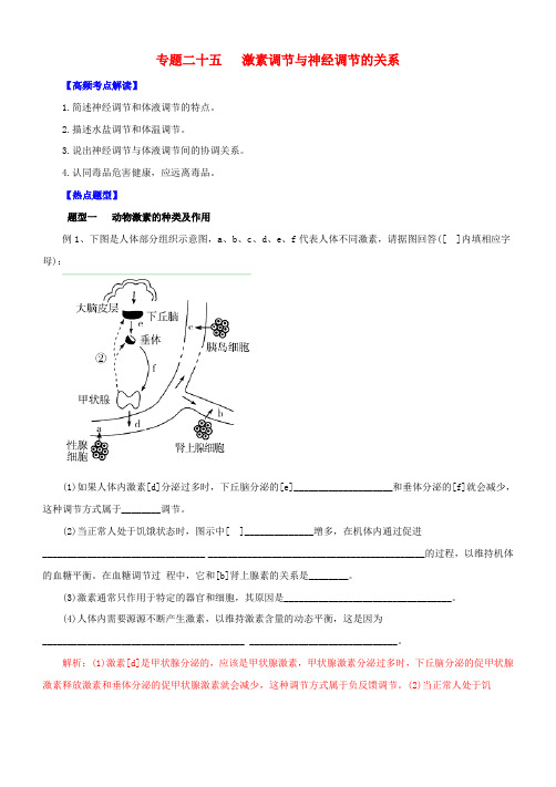 高考生物-热点题型和提分秘籍-专题25-激素调节与神经调节的关系(含解析)