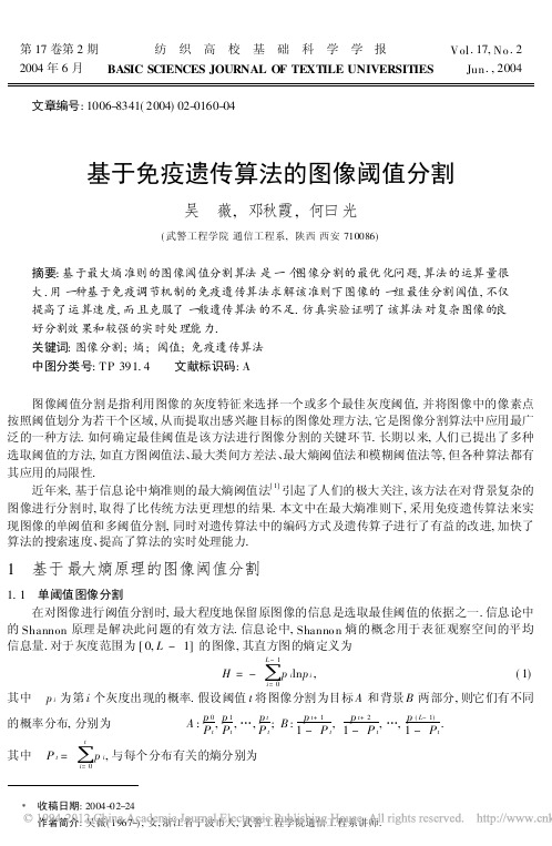基于免疫遗传算法的图像阈值分割