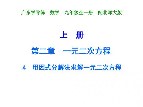 九年级数学上册(北师大版)课件：2.4 用因式分解法求解
