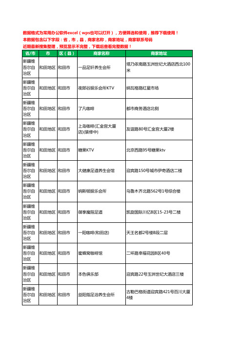 2020新版新疆维吾尔自治区和田地区和田市休闲娱乐工商企业公司商家名录名单黄页联系电话号码地址大全88家