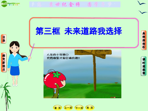 九年级政治-第四单元第十课第三节-未来道路我选择课件-人教新课标版分析