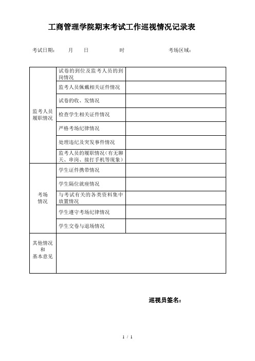 期末考试工作巡视情况记录表