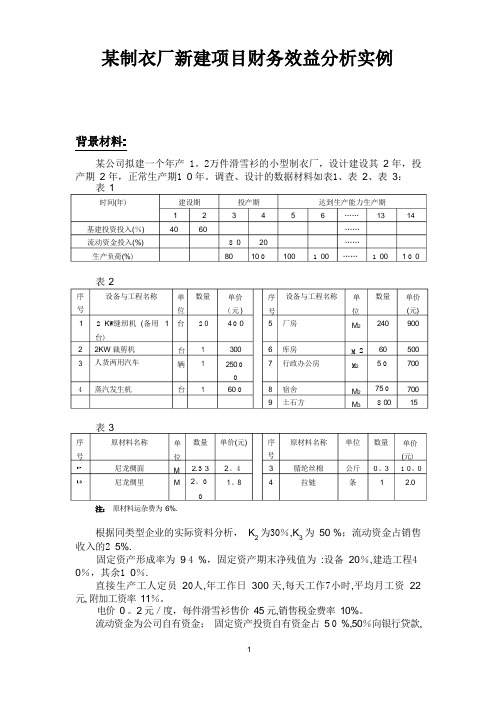 项目财务效益分析实例